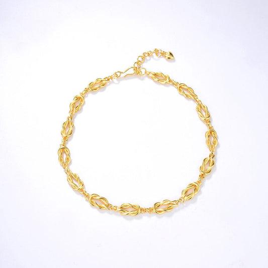 Braided Gold Tone Chain Link Choker Necklace