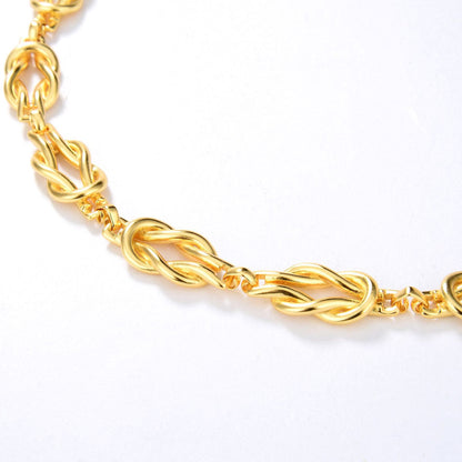 Braided Gold Tone Chain Link Choker Necklace
