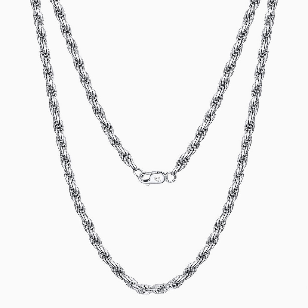 Urban Chic Sterling Silver 1.2MM Twist Rope Chain Necklace