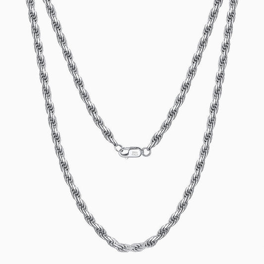 Urban Chic Sterling Silver 1.2MM Twist Rope Chain Necklace
