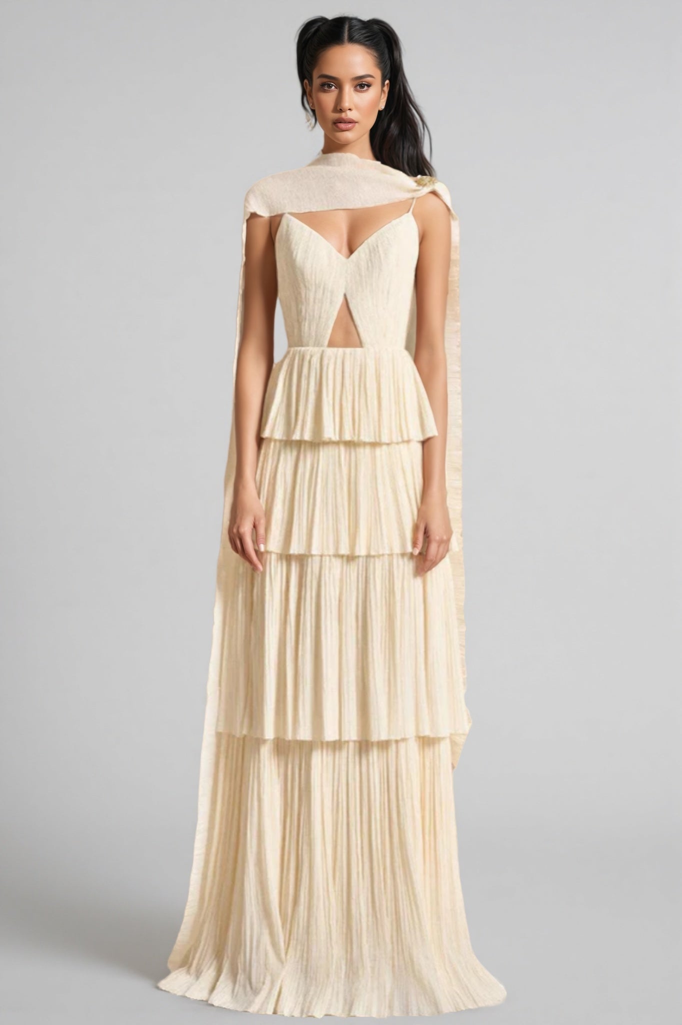 Ulwed Openwork Pleated Maxi Dress