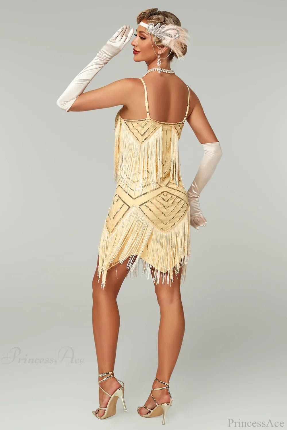 V-Neck Tassel Sequin Party Dress