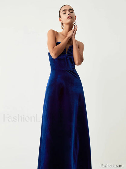 Velvet Bustier Graceful Tube Long Dress