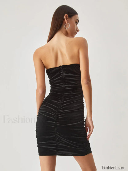 Velvet Bustier Graceful Tube Short Dress