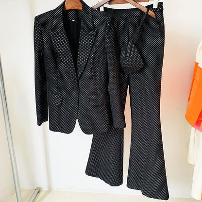 KittenAlarm - Vennie Studded Blazer Top & Pants 3 piece Set