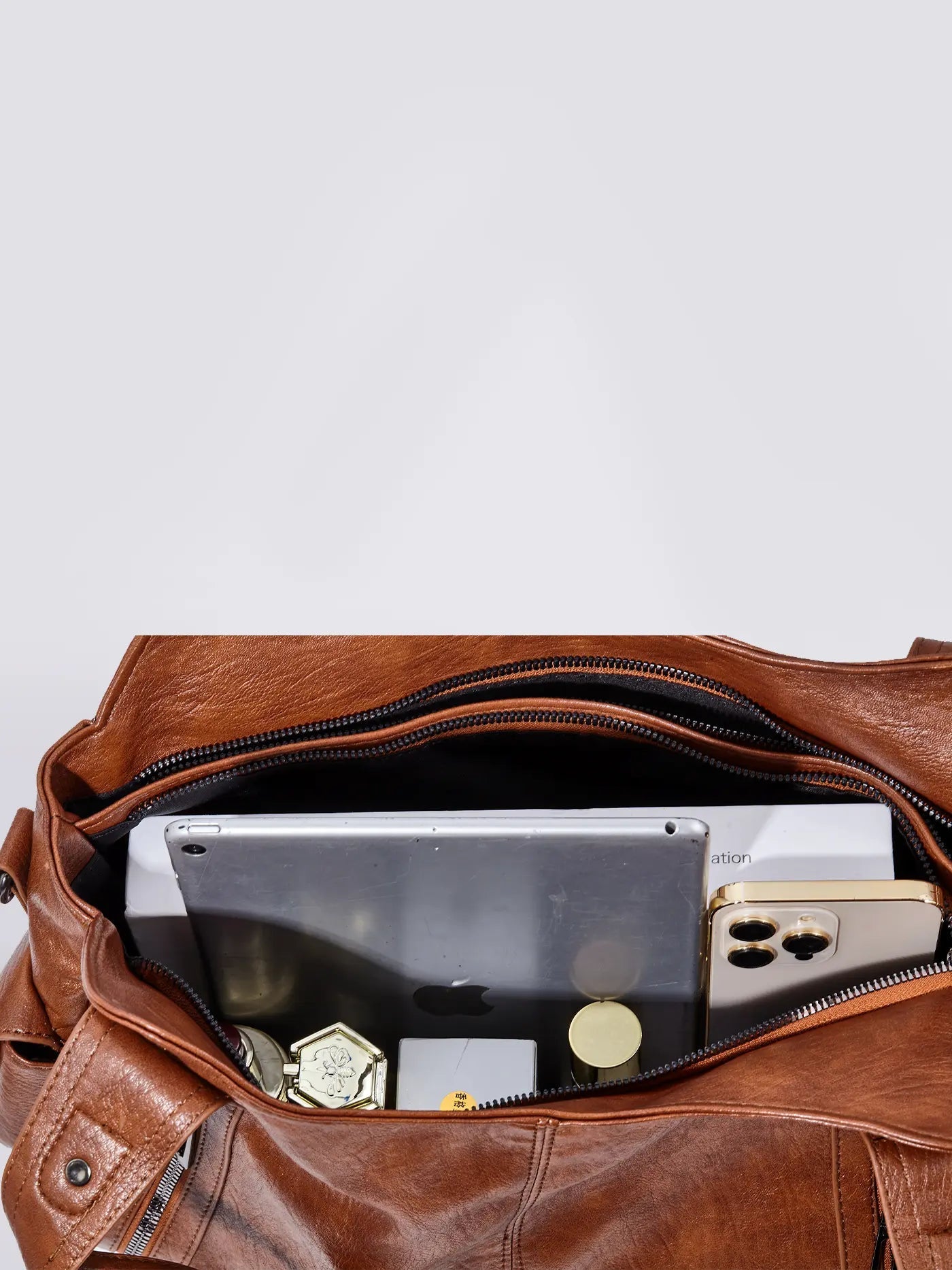 | Multi-Pocket Shoulder Bag, Adjustable Strap