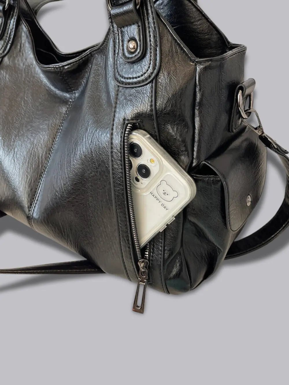 | Multi-Pocket Shoulder Bag, Adjustable Strap
