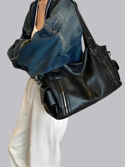 | Multi-Pocket Shoulder Bag, Adjustable Strap