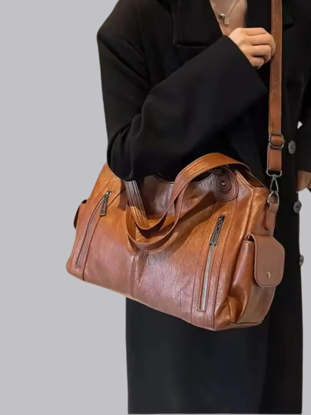 | Multi-Pocket Shoulder Bag, Adjustable Strap