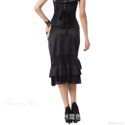 Victorian Satin Lace Floral Skirt