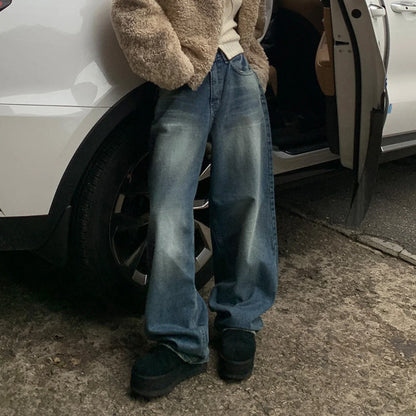 Vintage Blue Graceful Wash Boyfriend Jeans
