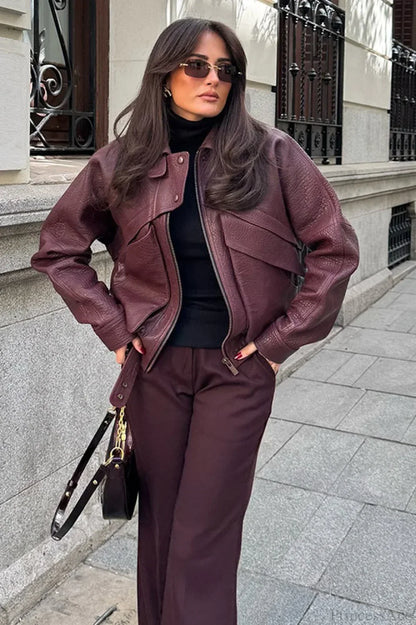 Vintage Casual Lapel Loose Suede Jacket