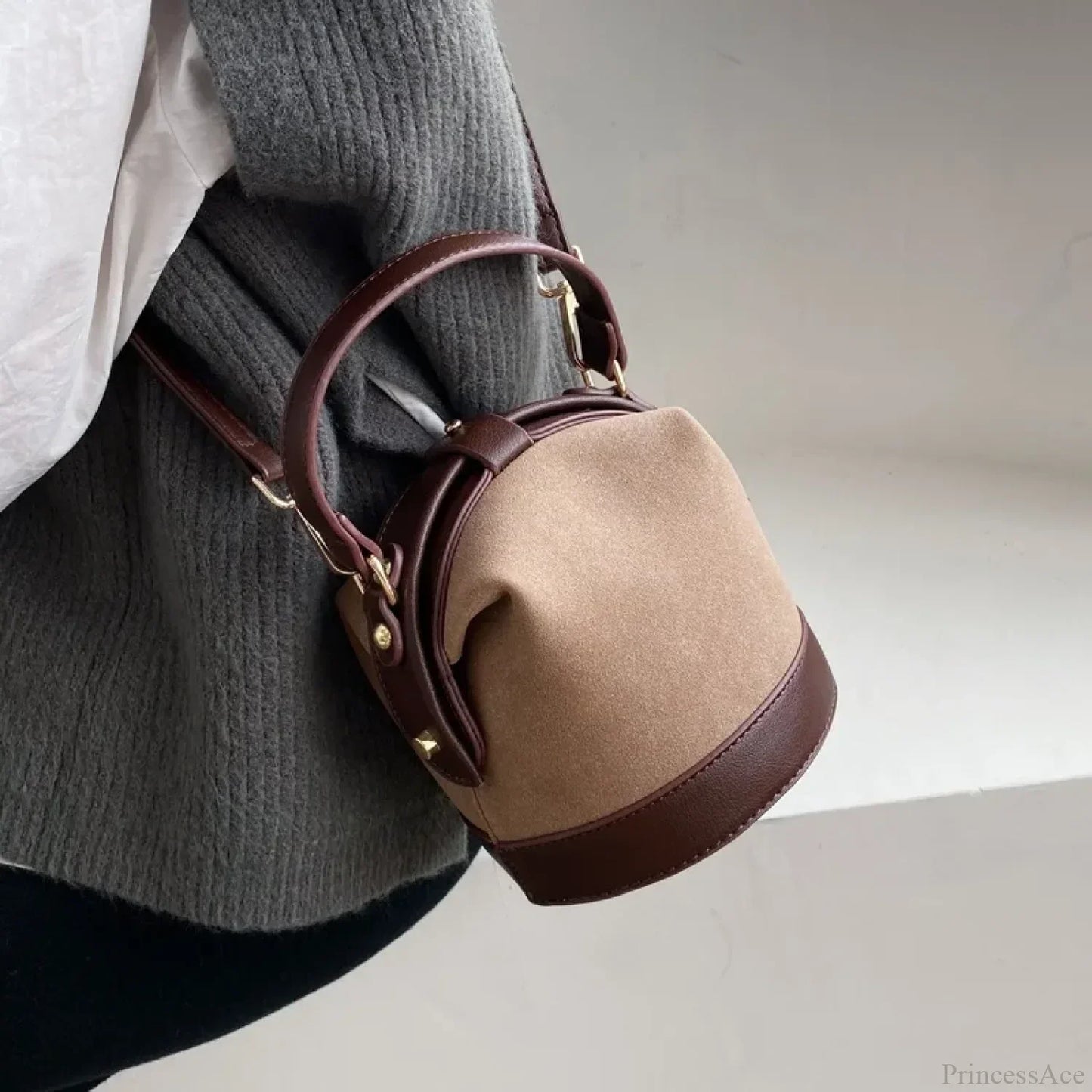 Vintage Fashion Female Bucket Shoulder Handbag