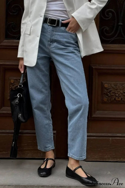 Vintage High-Rise Straight-Leg Pencil Fit Jeans