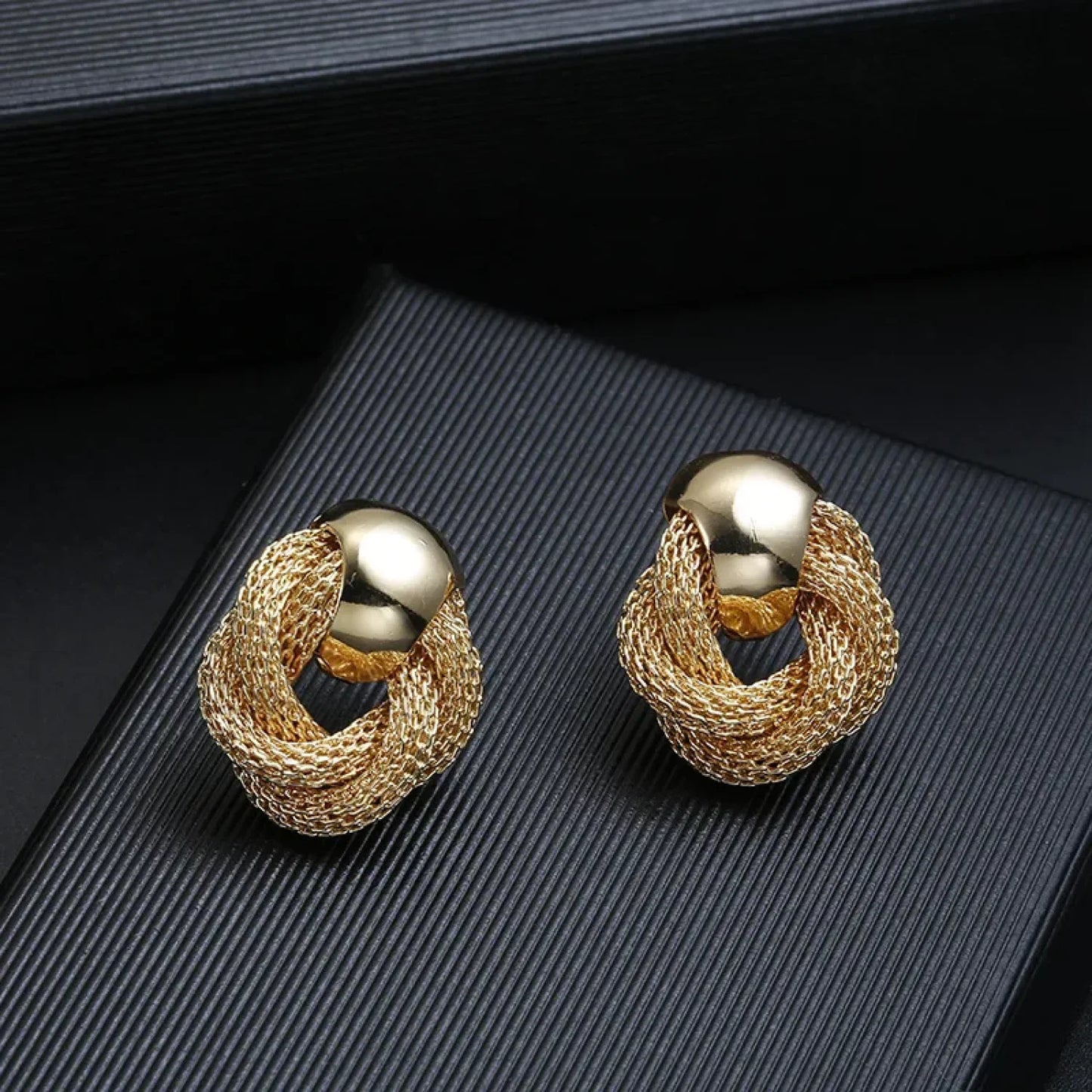 Vintage Metallic Twisted Weaving Round Circle Dangle Earrings Wedding Earring