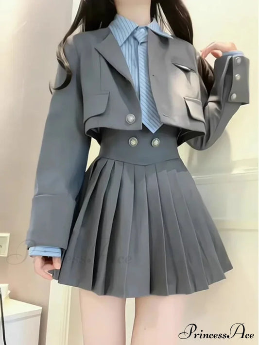 Vintage Patchwork Kawaii Korean Fashion Short Suit