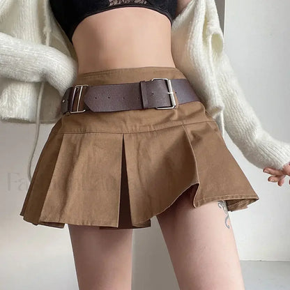 Vintage Pleated College Mini Skirt