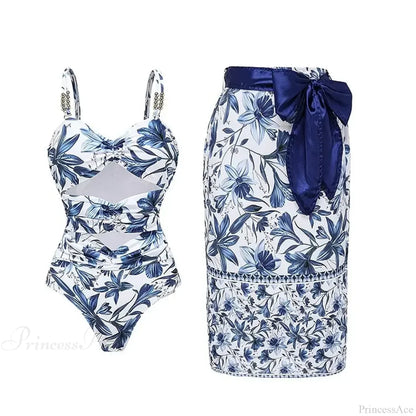 Vintage Printed Sarong Two Piece Set
