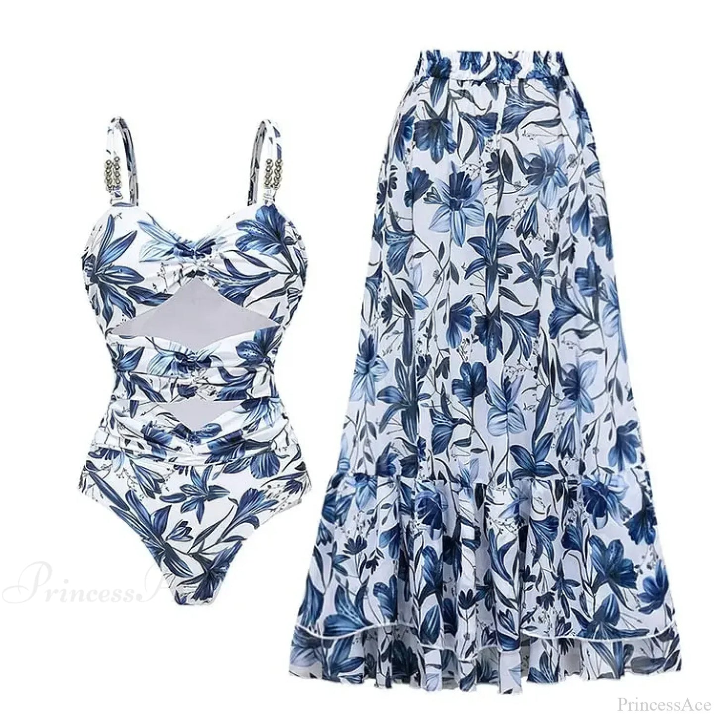 Vintage Printed Sarong Two Piece Set