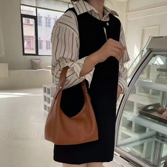 Vintage PU Leather Underarm Shoulder Bag