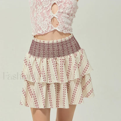 Vintage Shirred Floral Cake Skirt
