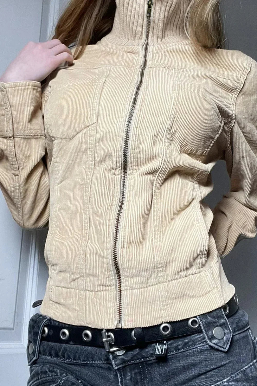 Vintage Streetwear Utility Solid Lapel Pocket Jacket