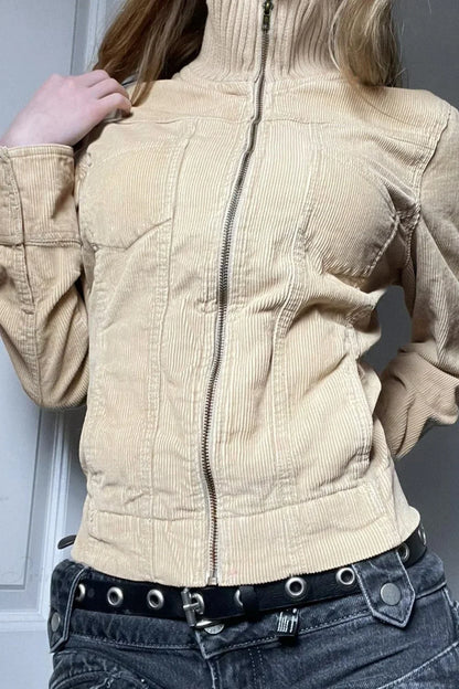 Vintage Streetwear Utility Solid Lapel Pocket Jacket