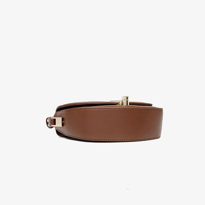 Brown Faux Leather Crossbody Saddle Bag with Vintage Suede Argyle Pattern