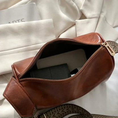 Vintage Wide Strap Crossbody Shoulder Bag