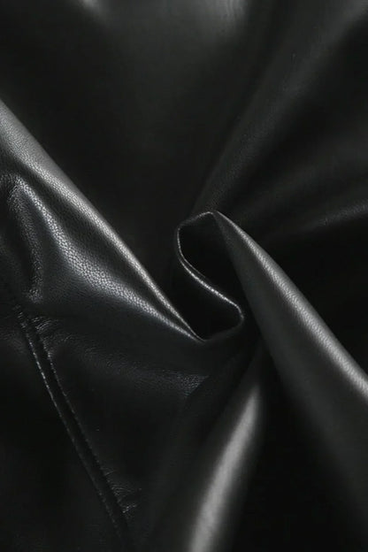 Vintage Y2K Furry Collar Leather Waist - Cinching Jacket