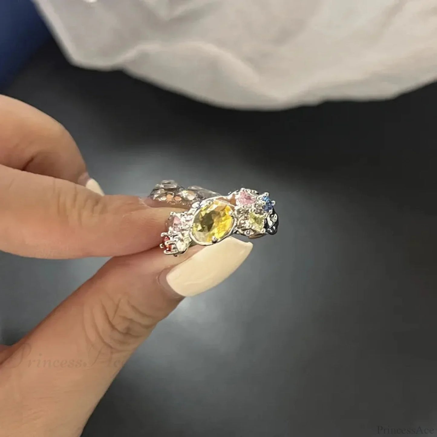 Vivid Stone Drip Rhinestone Gothic Ring