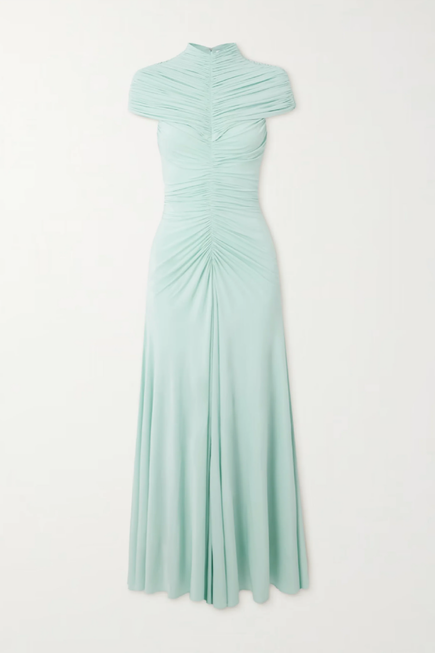 Gini Fitted Half-High Neck Pleated Maxi Dress