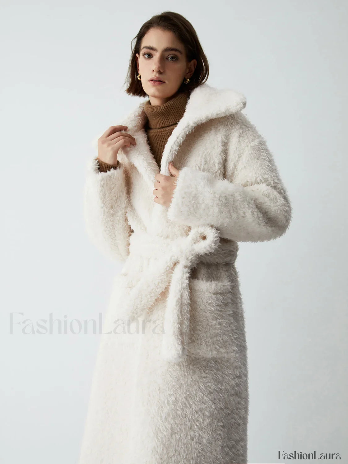 Warm Embrace Graceful Furry Trench Coat