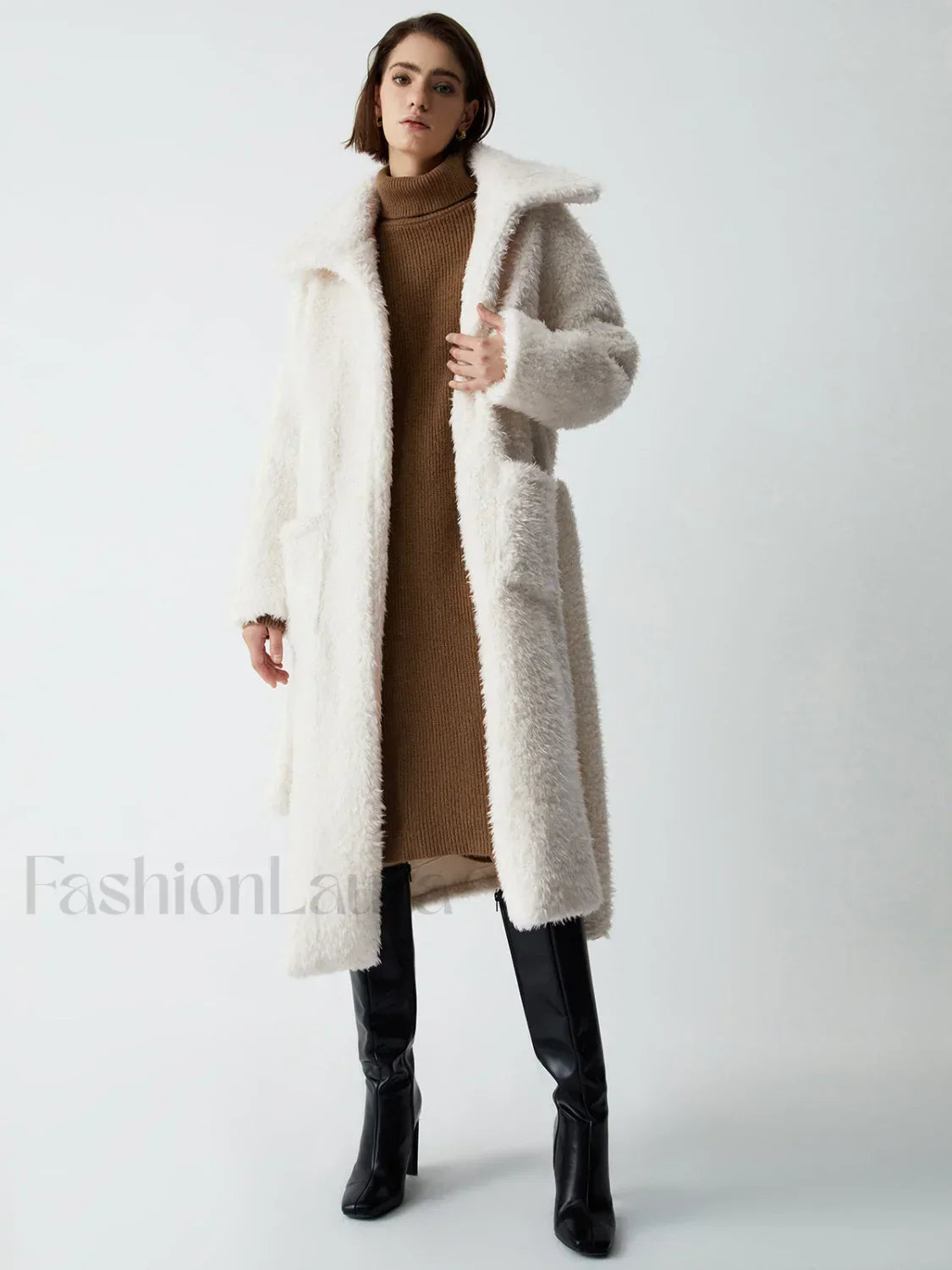 Warm Embrace Graceful Furry Trench Coat