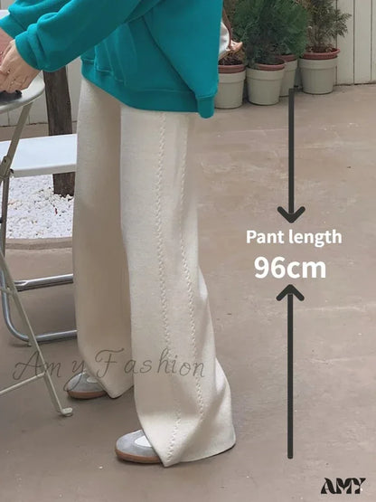 Warm Loose Knitted Wide Leg Soft Comfortable Pants