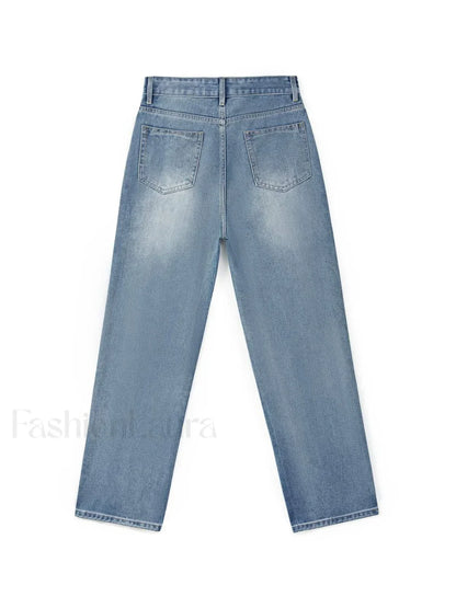 Washed Classic Denim Boyfriend Jeans