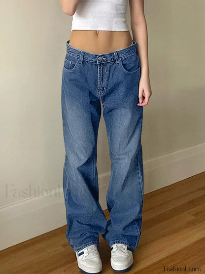 Washed Classic Denim Boyfriend Jeans