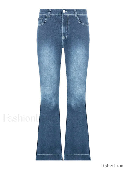 Washed Low Waist Flare Jeans