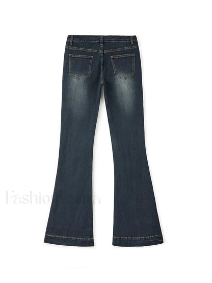 Washed Low Waist Flare Jeans