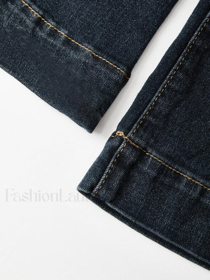 Washed Low Waist Flare Jeans