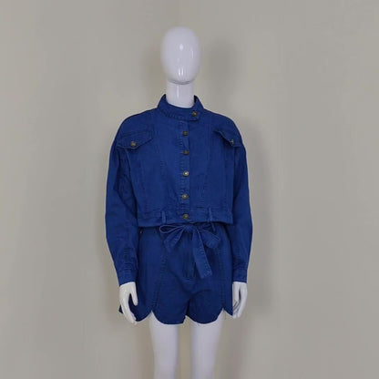 KittenAlarm - Welsie Denim Tied Top & Mini Shorts Set