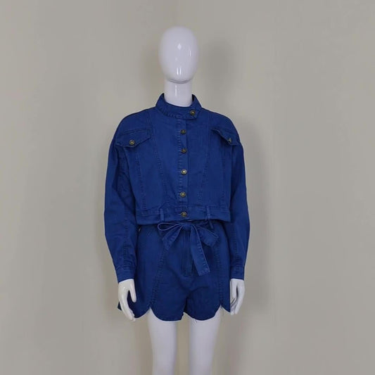 KittenAlarm - Welsie Denim Tied Top & Mini Shorts Set