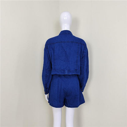KittenAlarm - Welsie Denim Tied Top & Mini Shorts Set