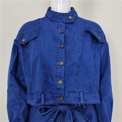 KittenAlarm - Welsie Denim Tied Top & Mini Shorts Set