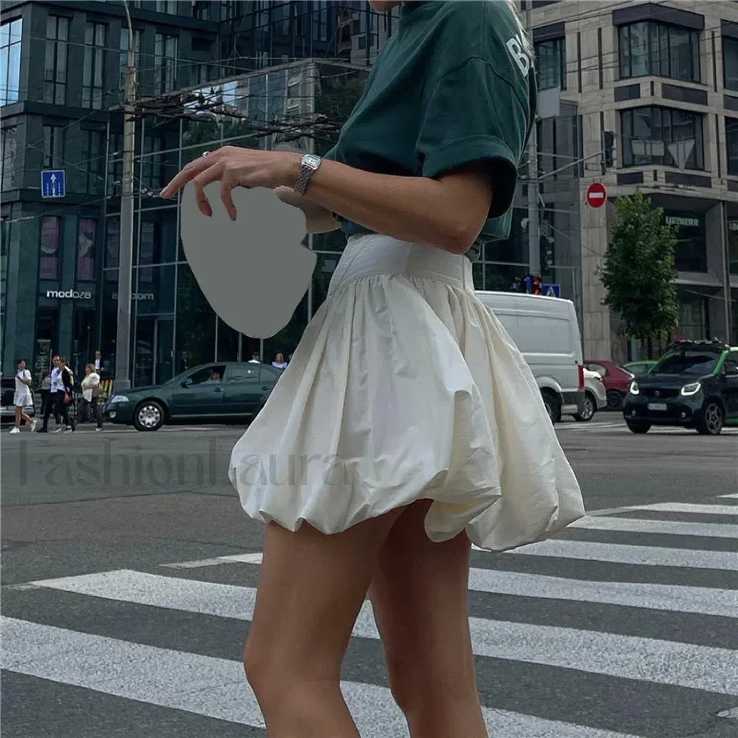 White Bubble Hem Mini Skirt