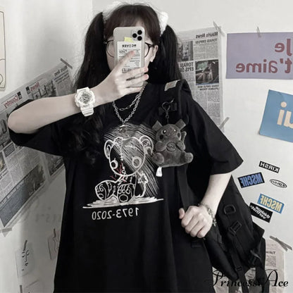 White Cartoon Female Kawaii Tops Tee
