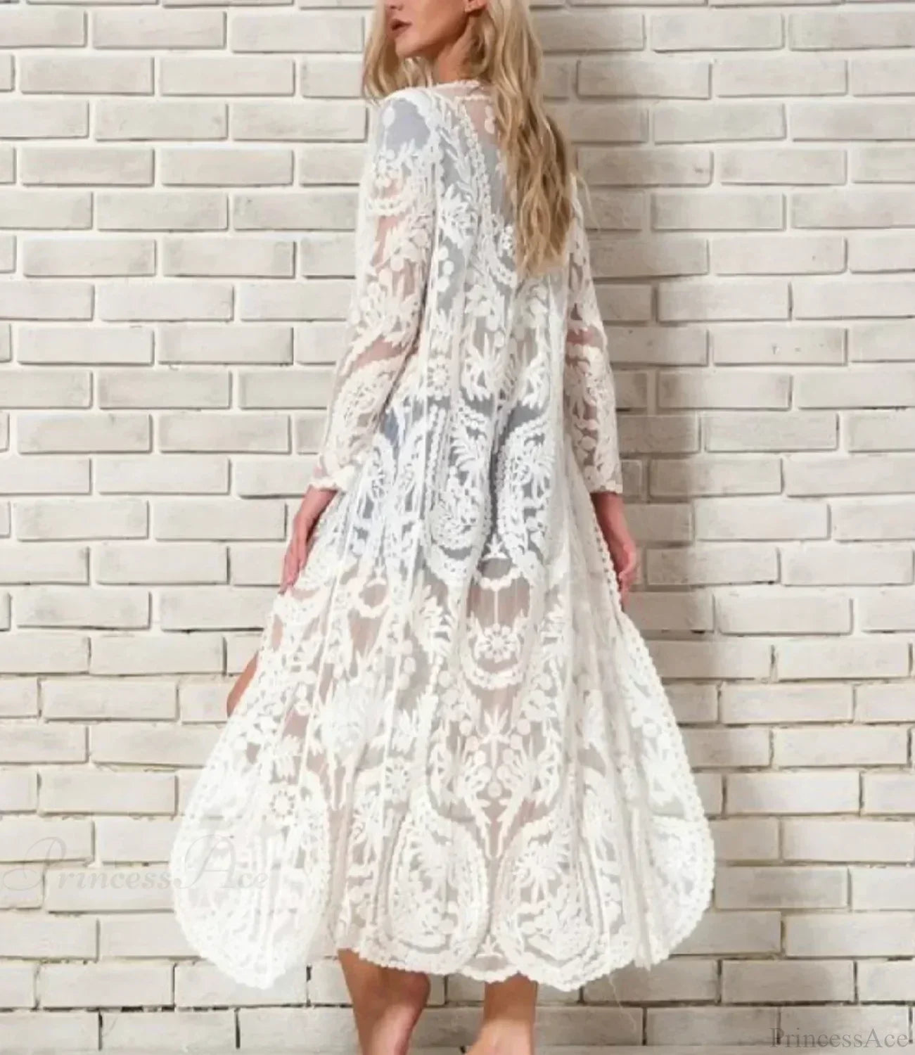 White Lace Kimono Boho Bikini Cover up
