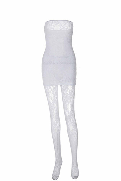 Lace Sleeveless Dress Leggings Two-piece Set