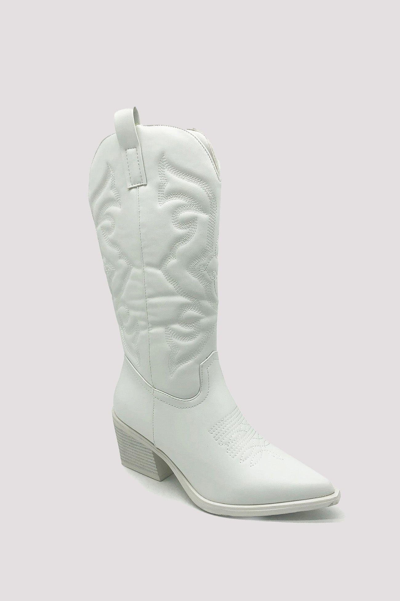 Pointed-toe Mid-calf Chunky Heel Cowboy Boots