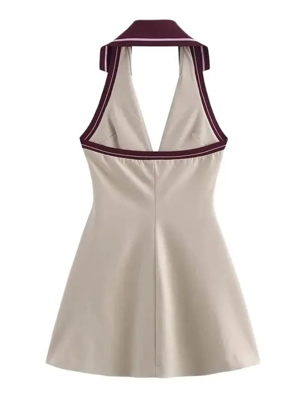 Halter Collar Zip Placket Drawstring Flap Pocket Mini Dress